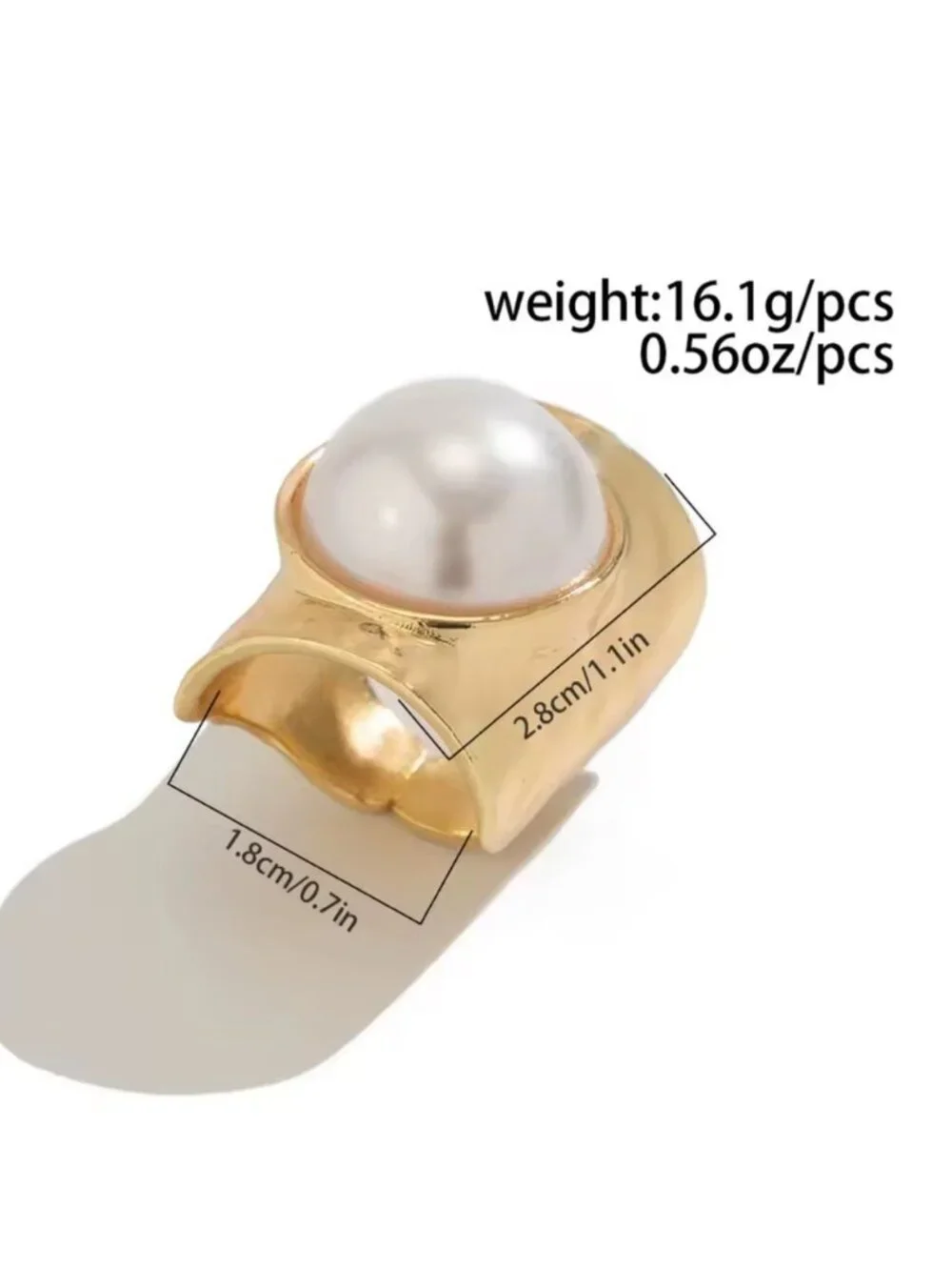 Zara new! Women’s Silver adjustable Pearl Statement Ring_6